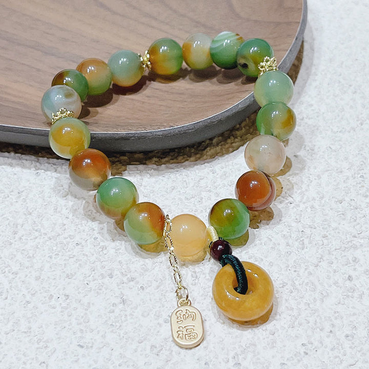 Buddha Stones Paw Agat Topaz Klamra Pokoju Bransoletka Nafu Balance