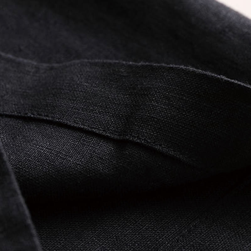 Buddha Stones Commute Jednokolorowe Spodnie z Sznurkiem do Ściągania 7-8 Długość Bawełna Lniane Damskie Szerokie Nogawki Z Kieszeniami - image 14