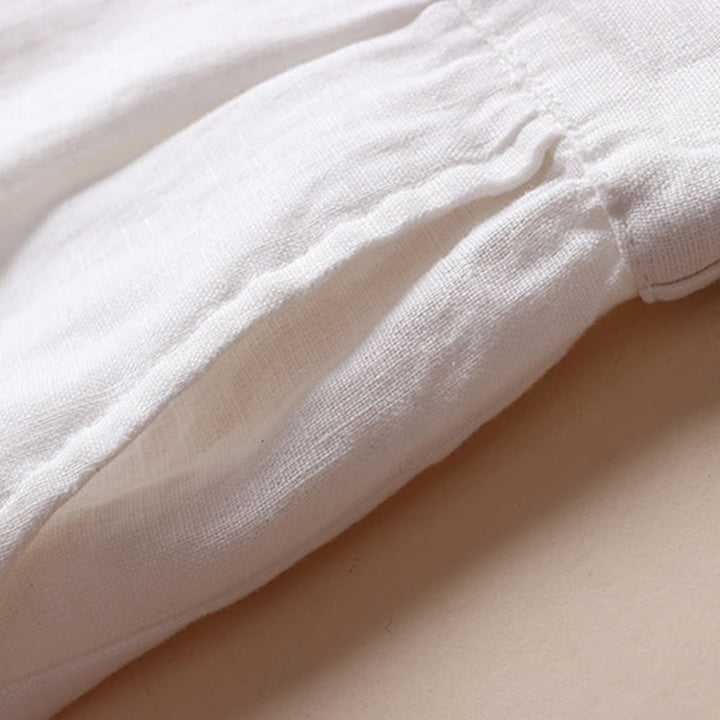 Buddha Stones Commute Jednokolorowe Spodnie z Sznurkiem do Ściągania 7-8 Długość Bawełna Lniane Damskie Szerokie Nogawki Z Kieszeniami - image 10