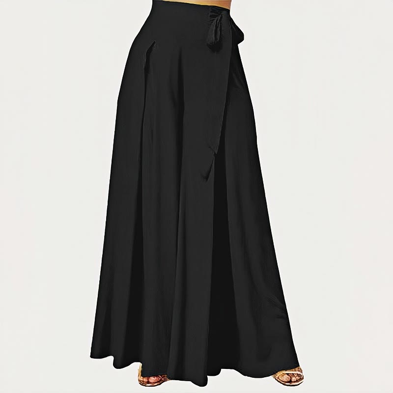 Spodnie damskie z szerokimi nogawkami Buddha Stones Spring Casual Retro Plain Drawstring z kieszeniami