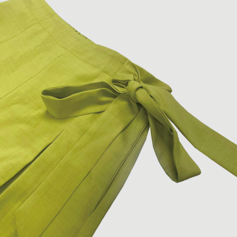 Buddha Stones damskie z szerokimi nogawkami i kieszeniami, wiosenne, swobodne, retro, proste, ściągane sznurkiem - image 4