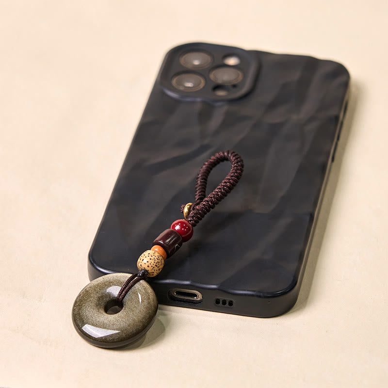 Buddha Stones Naturalny Złoty Połysk Obsydianowy Klamra Pokoju Wzmocnienie Breloczek