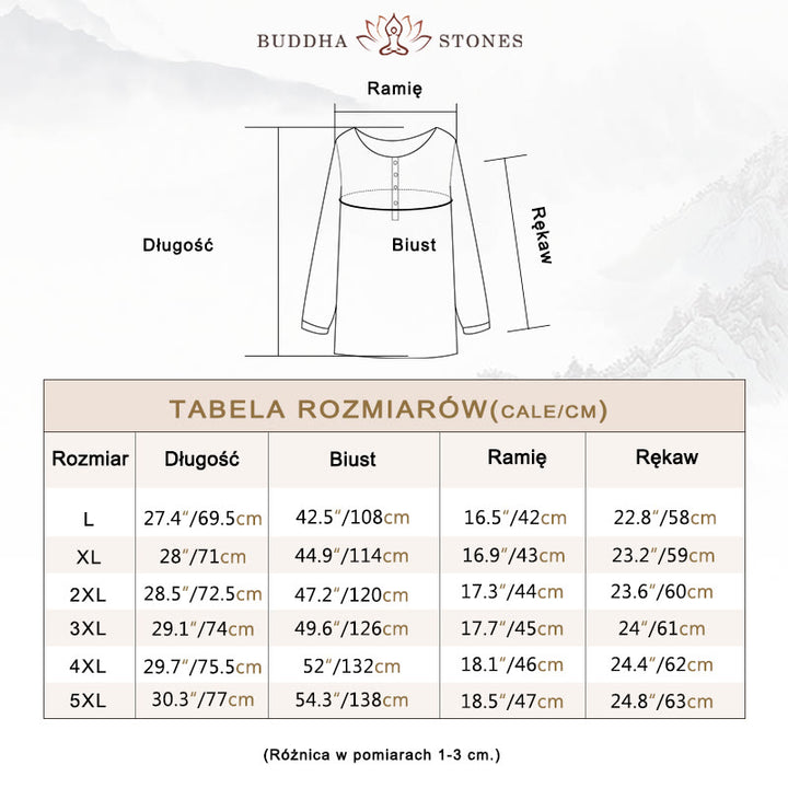 Koszula z okrągłym dekoltem i plisami z długim rękawem w stylu casual z Buddha Stones, bawełniana, lniana, damska - image 4