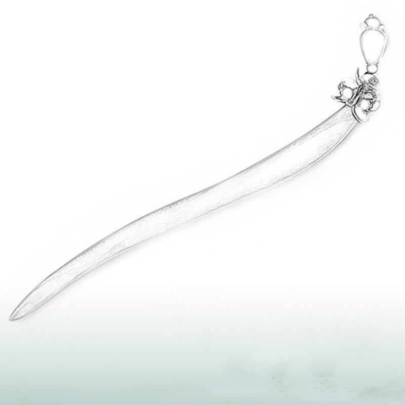 Buddha Stones Srebrny frędzel Zielony sandałowiec Kojąca spinka do włosów