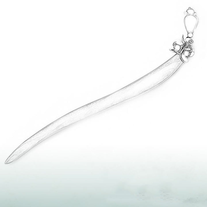 Buddha Stones Srebrny frędzel Zielony sandałowiec Kojąca spinka do włosów