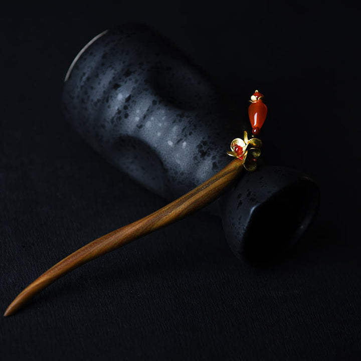 Buddha Stones Srebrny frędzel Zielony sandałowiec Kojąca spinka do włosów