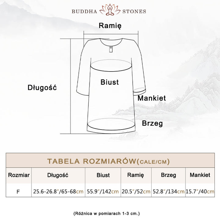 Koszulka z krótkim rękawem z ramią z lnu i bawełny Buddha Stones na co dzień - image 3