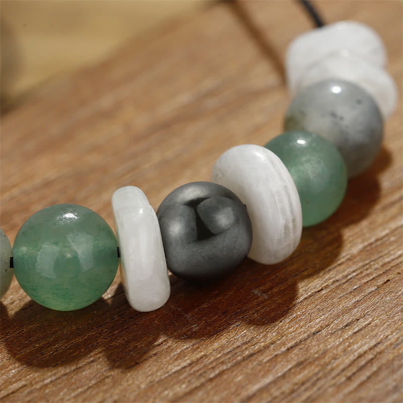 Buddha Stones Menopauza Labrador Zielony Awenturyn Biały Kamień Księżycowy Bransoletka Lecznicza
