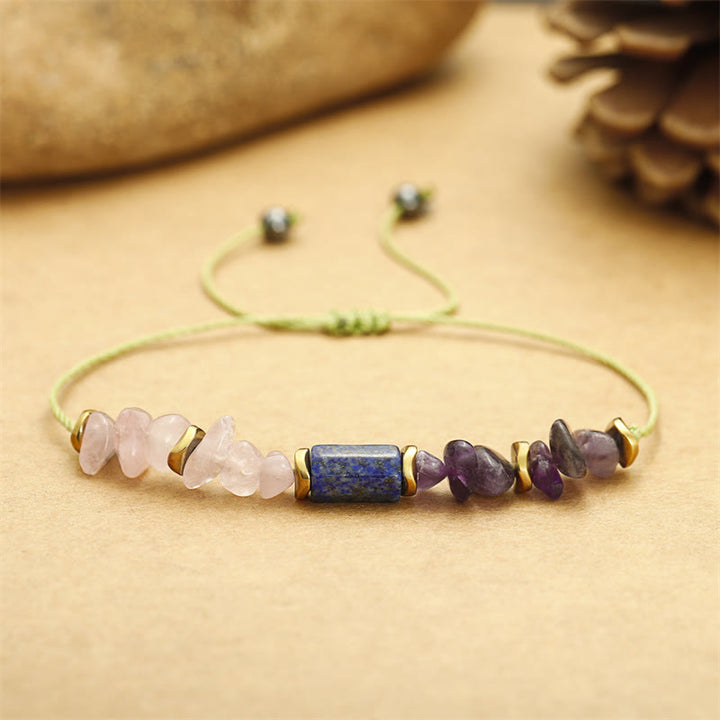 Buddha Stones, najlepsi przyjaciele na zawsze, ametyst, kwarc różowy, lazuryt, bransoletka duchowa z lapis lazuli - image 4