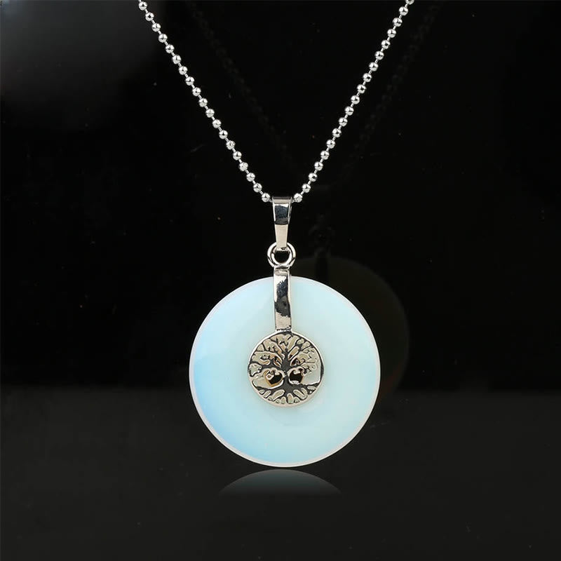 Buddha Stones Różne Kryształy Kwarc Różowy Zielony Awenturyn Ametyst Drzewo Życia Naszyjnik Wisiorek Życzliwości - Opal - image 14