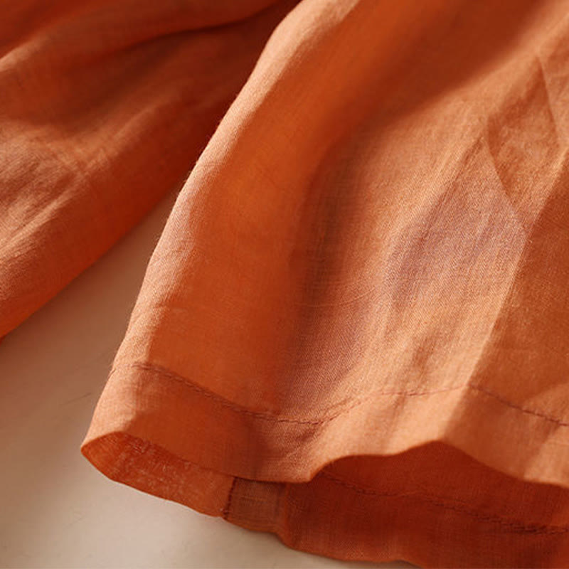 Buddha Stones Geometria Dziewięć ćwierć Rękaw Bawełna Damska Sukienka Midi Z Kieszeniami