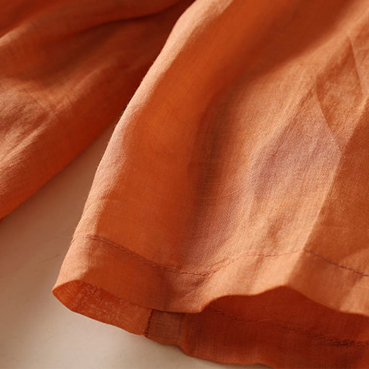 Buddha Stones Geometria Dziewięć ćwierć Rękaw Bawełna Damska Sukienka Midi Z Kieszeniami