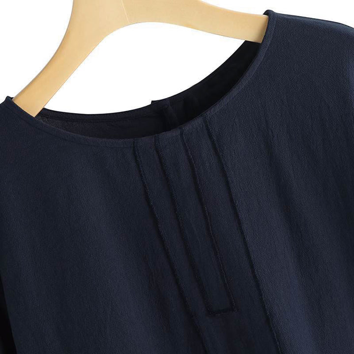 Damska koszulka T-shirt z krótkim rękawem i okrągłym dekoltem z rozcięciem z boku, z motywem Buddha Stones, letnia, swobodna, prosta - image 8