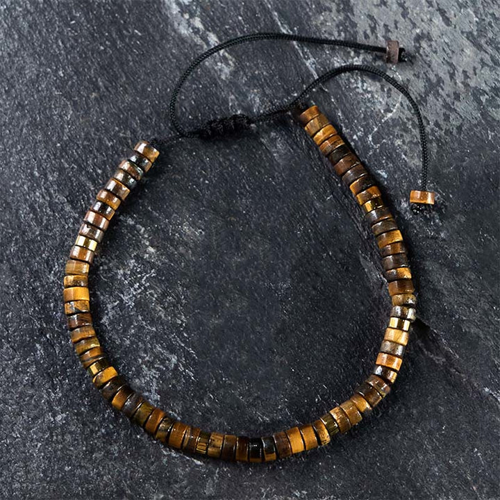 Bransoletka z koralików dystansowych Buddha Stones Natural Tiger Eye Courage