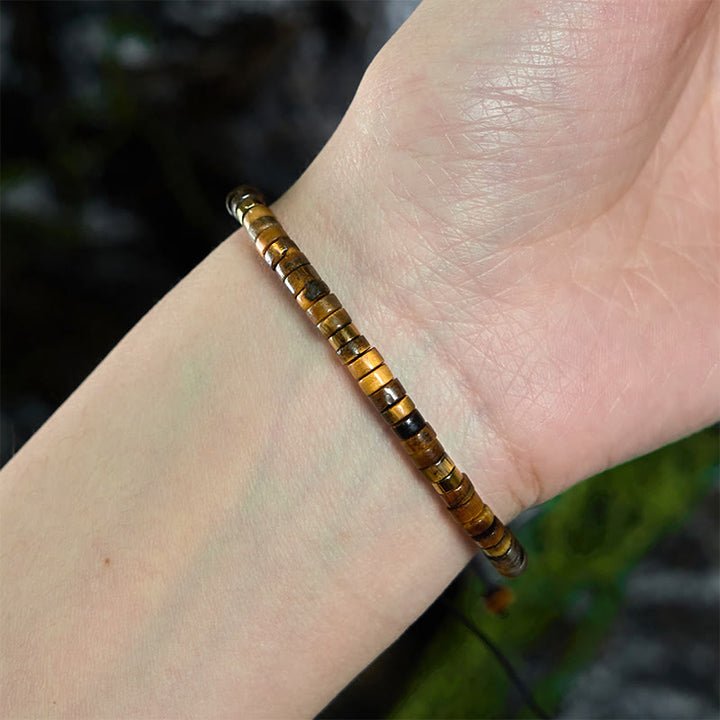 Bransoletka z koralików dystansowych Buddha Stones Natural Tiger Eye Courage