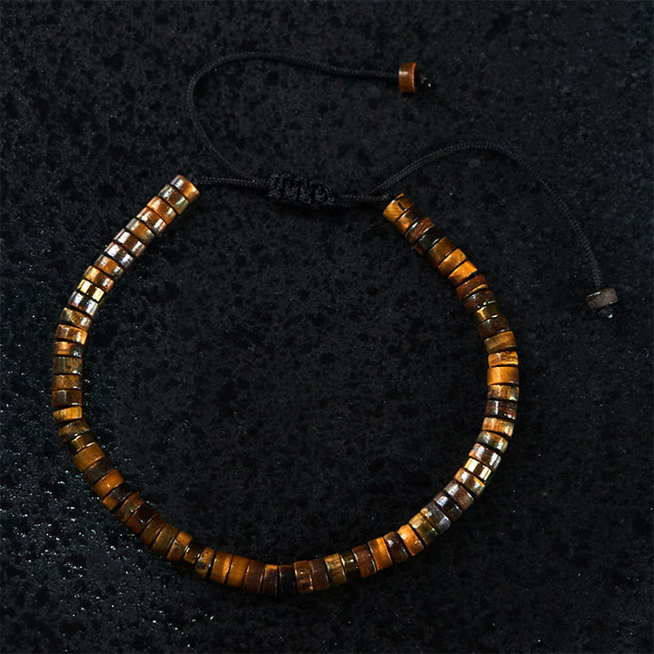 Bransoletka z koralików dystansowych Buddha Stones Natural Tiger Eye Courage
