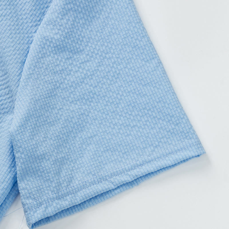 Koszula męska z krótkim rękawem w jednolitym kolorze Polo w kratkę z Buddha Stones - image 7