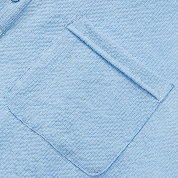 Koszula męska z krótkim rękawem w jednolitym kolorze Polo w kratkę z Buddha Stones - image 6