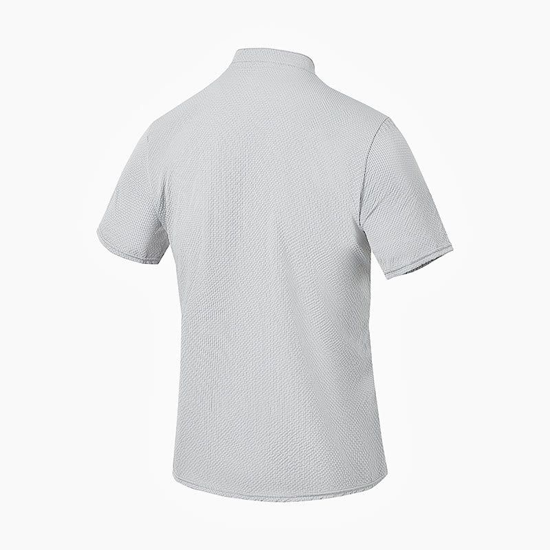 Koszula męska z krótkim rękawem w jednolitym kolorze Polo w kratkę z Buddha Stones - image 22