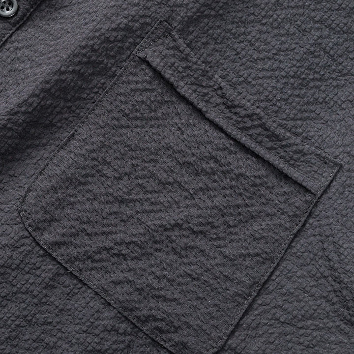 Koszula męska z krótkim rękawem w jednolitym kolorze Polo w kratkę z Buddha Stones - image 14