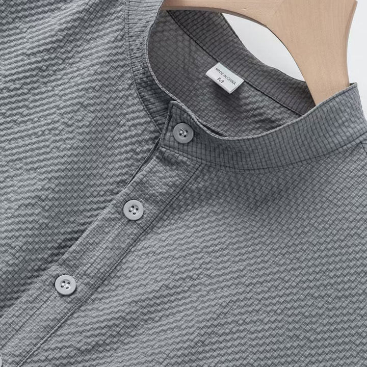 Koszula męska z krótkim rękawem w jednolitym kolorze Polo w kratkę z Buddha Stones - image 19