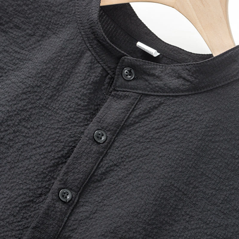 Koszula męska z krótkim rękawem w jednolitym kolorze Polo w kratkę z Buddha Stones - image 12