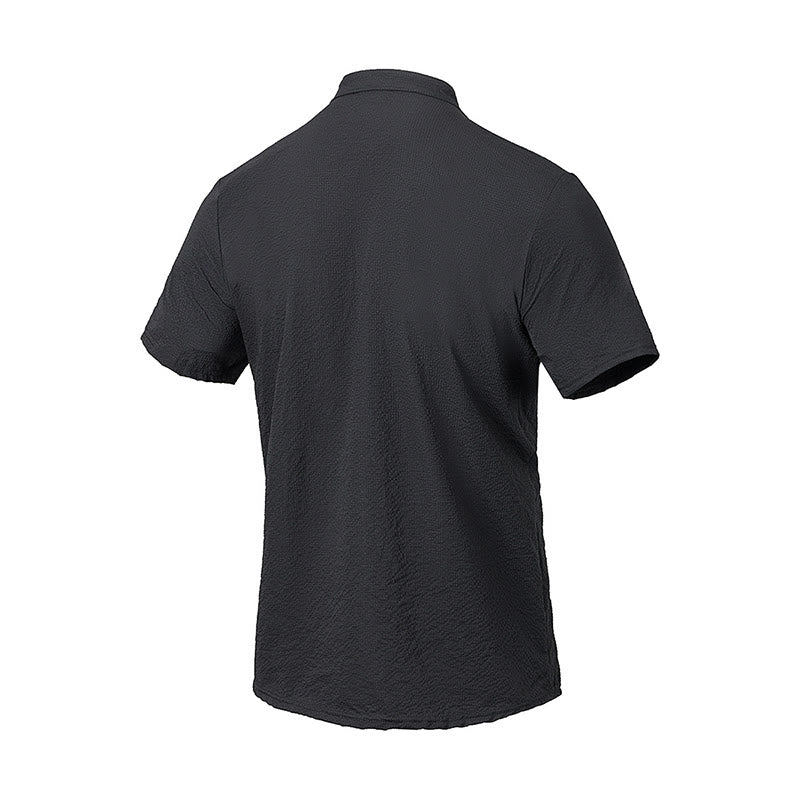 Koszula męska z krótkim rękawem w jednolitym kolorze Polo w kratkę z Buddha Stones - image 10