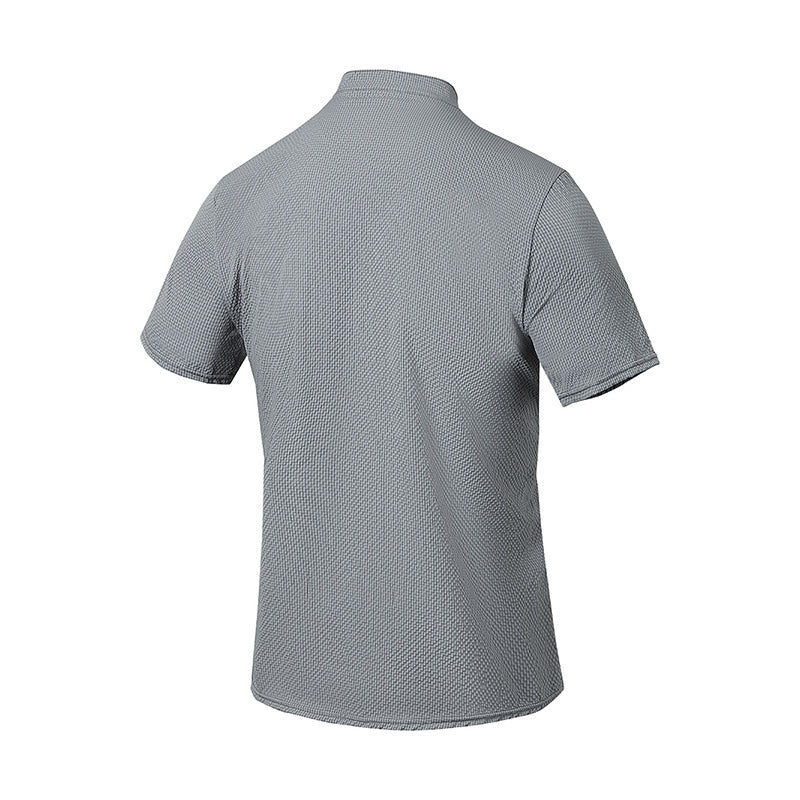 Koszula męska z krótkim rękawem w jednolitym kolorze Polo w kratkę z Buddha Stones - image 17