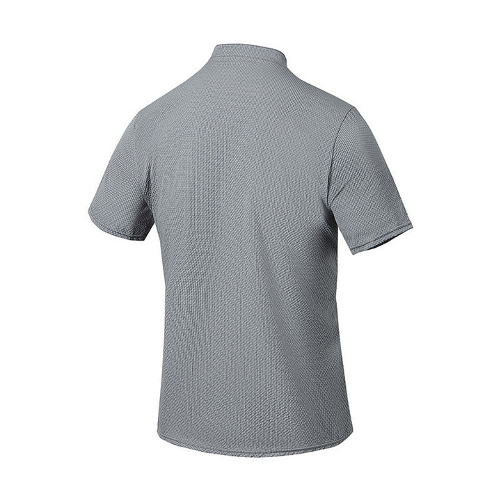 Koszula męska z krótkim rękawem w jednolitym kolorze Polo w kratkę z Buddha Stones - image 17