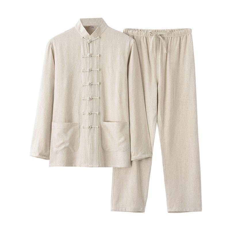 Buddha Stones, 2-częściowy zestaw Tang Suit z żabą i guzikami, z długim rękawem i spodniami - image 9