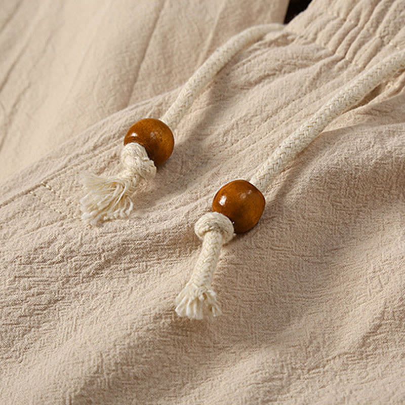 Buddha Stones 2 szt. Jednolity kolor żaba-guzik garnitur Tang bawełna len krótki rękaw spodnie odzież męska zestaw - image 10