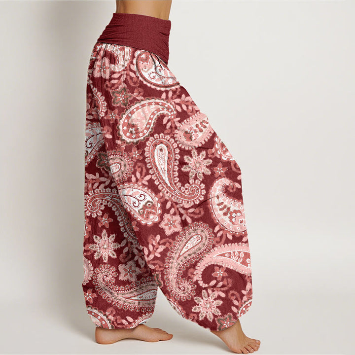 Spodnie haremowe damskie z elastycznym pasem i wzorem Paisley w stylu Buddha Stones - image 2