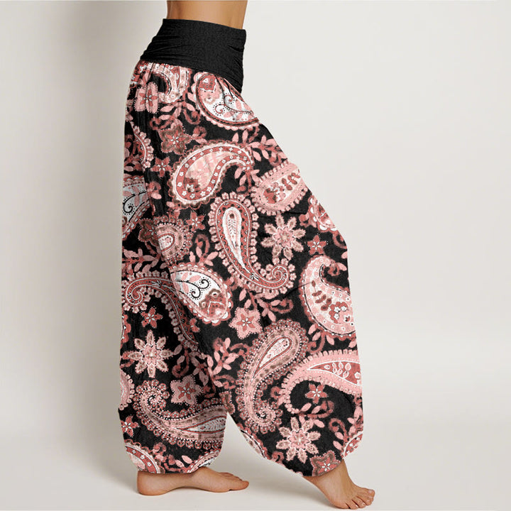 Spodnie haremowe damskie z elastycznym pasem i wzorem Paisley w stylu Buddha Stones - image 9
