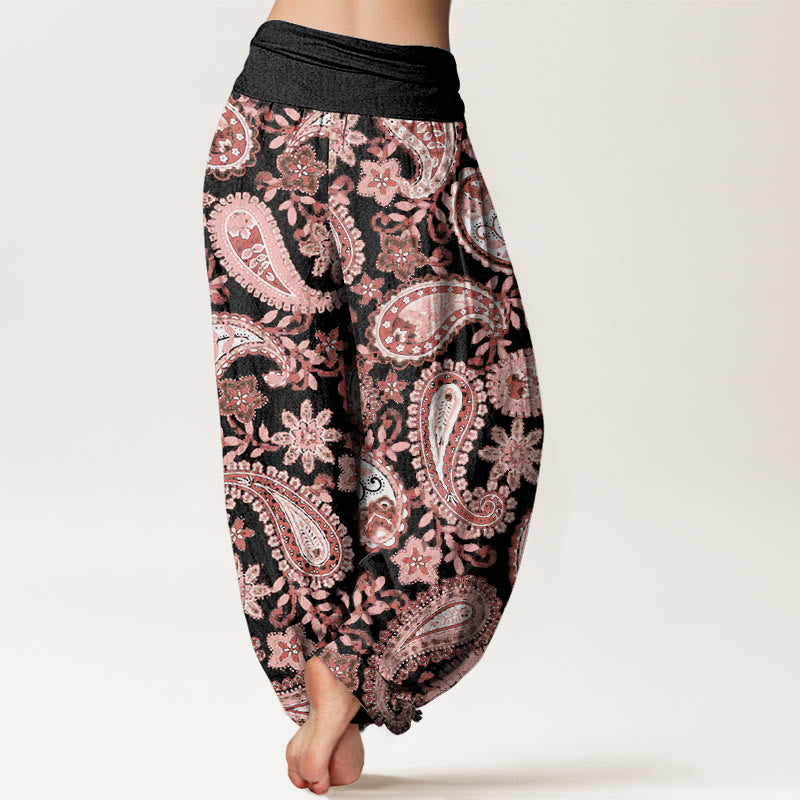 Spodnie haremowe damskie z elastycznym pasem i wzorem Paisley w stylu Buddha Stones - image 10