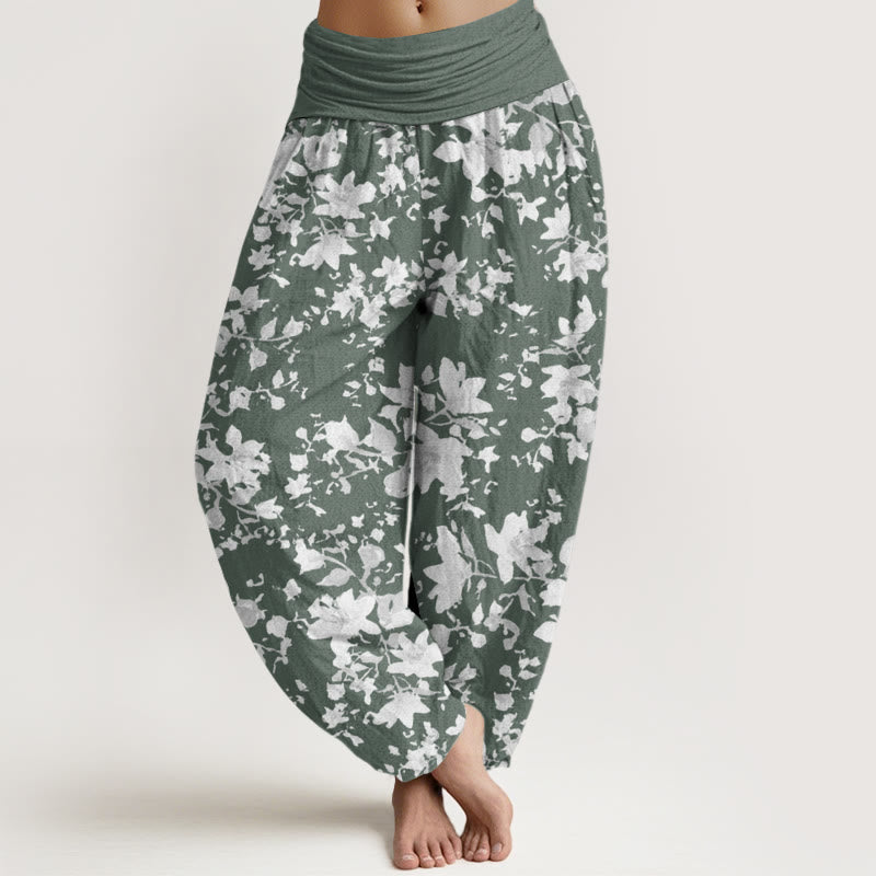 Spodnie haremowe damskie z elastycznym pasem i motywem Buddha Stones - DarkSeaGreen - US22, UK/AU26, EU54 (6XL) - image 5