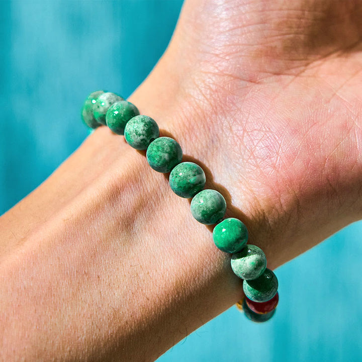 Buddha Stones Naturalny Jadeit Om Mani Padme Hum Cyclone Charm Bransoletka Dobrobytu
