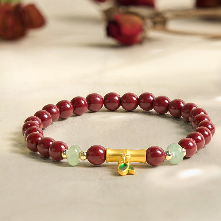 Bransoletka koncentracyjna z Buddha Stones z cynobru i bambusa