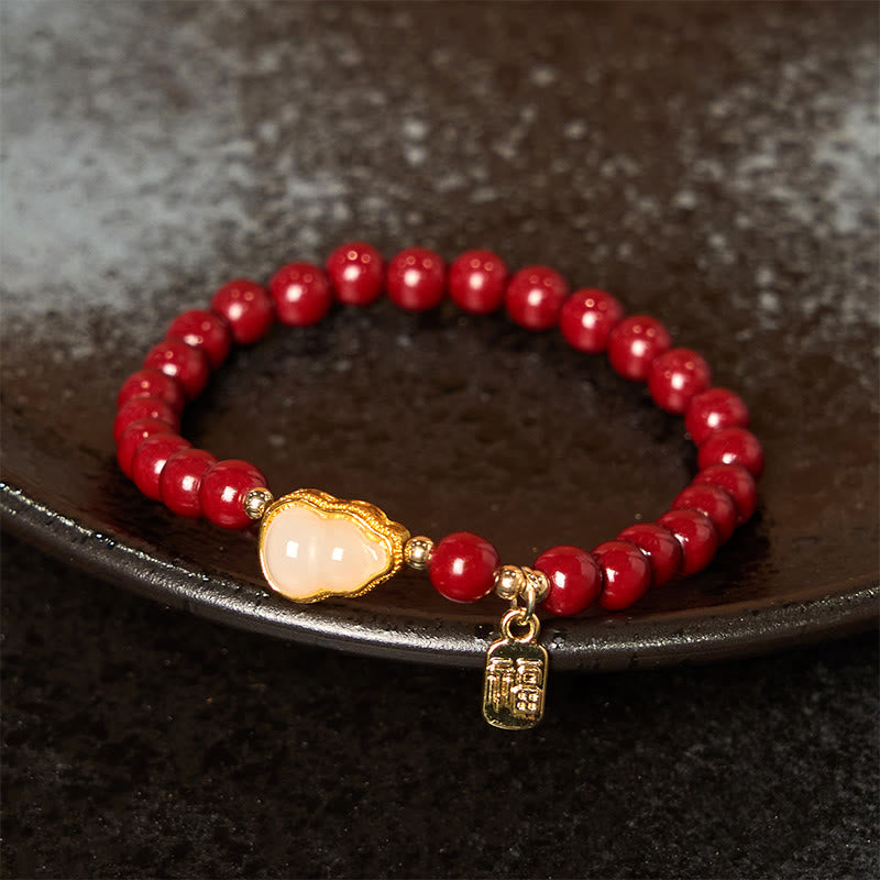 Bransoletka z zawieszką błogosławieństwa z Buddha Stones w kształcie tykwy cynobrowej Fu