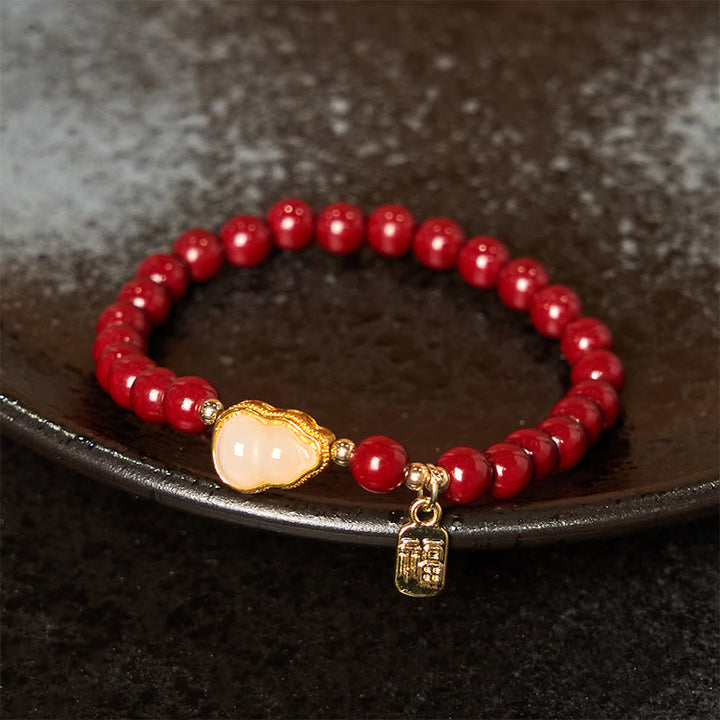 Bransoletka z zawieszką błogosławieństwa z Buddha Stones w kształcie tykwy cynobrowej Fu