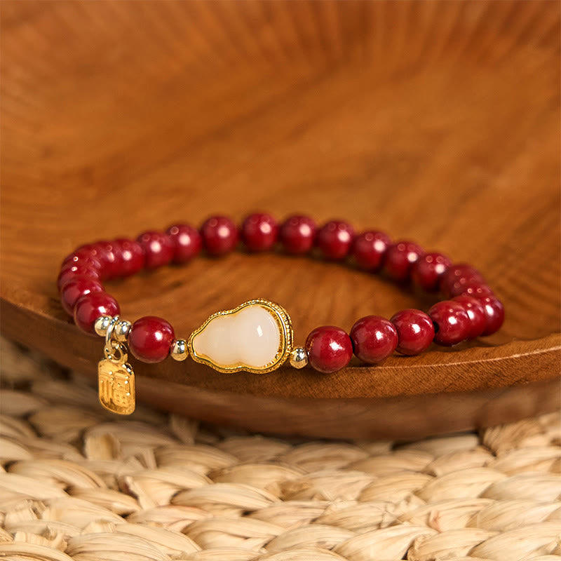 Bransoletka z zawieszką błogosławieństwa z Buddha Stones w kształcie tykwy cynobrowej Fu