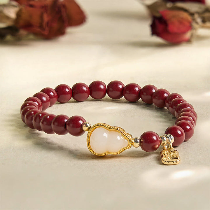Bransoletka z zawieszką błogosławieństwa z Buddha Stones w kształcie tykwy cynobrowej Fu