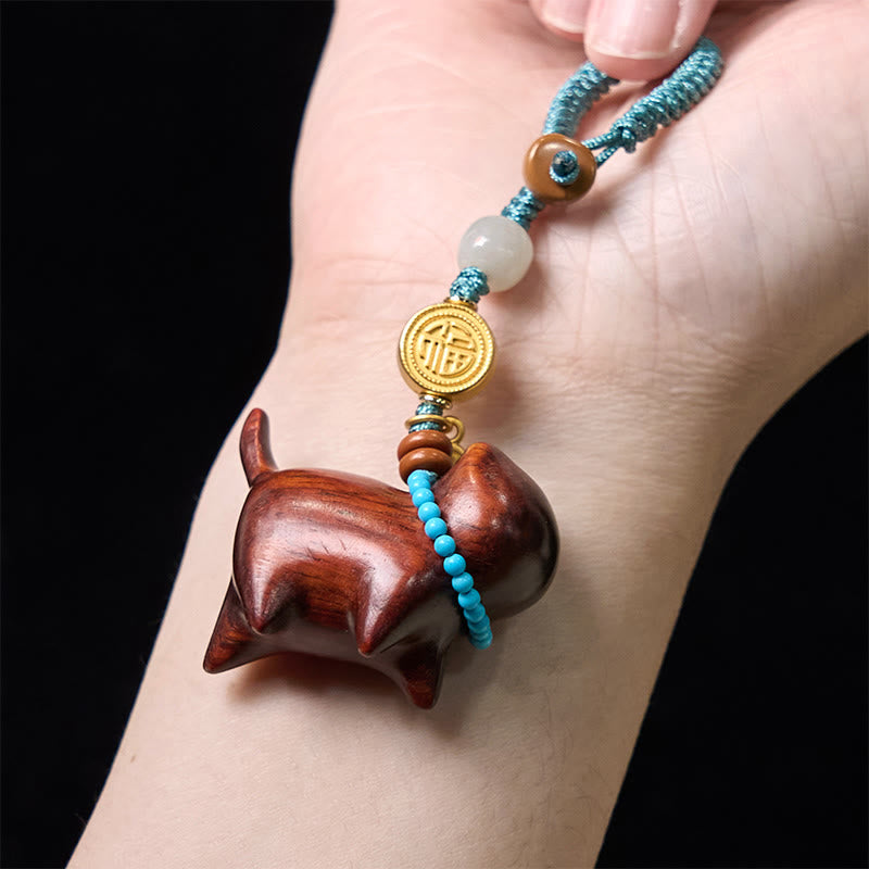 Buddha Stones Hetian Jade Naturalne Drzewo Sandałowe Czerwone Drzewo Sandałowe Zielone Drzewo Sandałowe Fu Charakter Obfitości Brelok