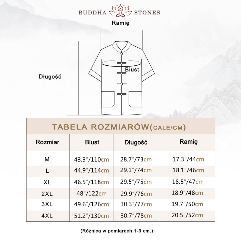 Buddha Stones Tang Żaba-Guzik Koszula z Rękawem Trzy Czwartym Szerokie Spodnie Bawełniano-Lenowy Garnitur Męski