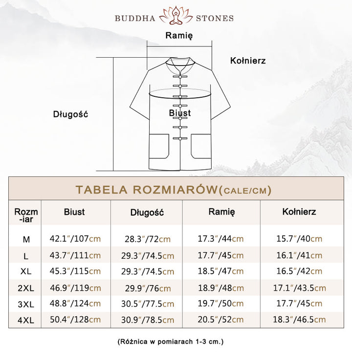 Buddha Stones Jednolity Kolor Żaba-Guzik Tang Suit Tradycyjny Bawełniany Lniany Krótki Rękaw Top Spodnie Odzież Męski Zestaw - image 3