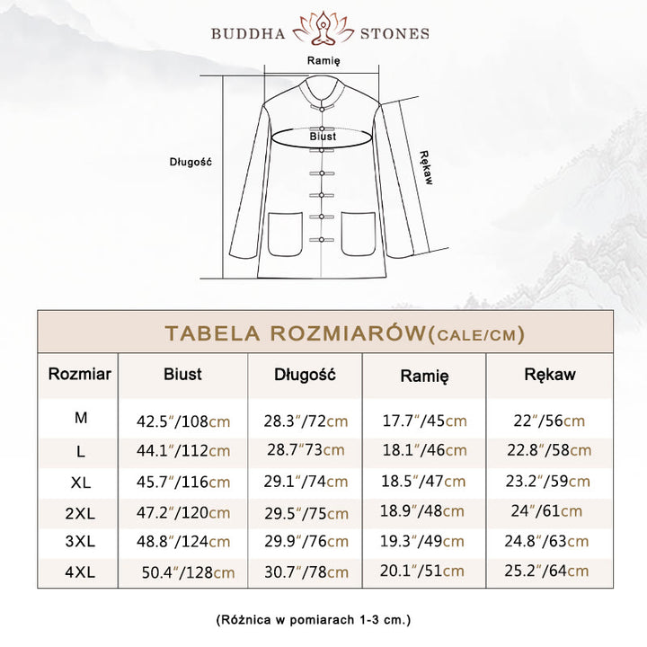 Buddha Stones Medytacja Żaba-Guzik Tang Długi Rękaw Koszula Spodnie Męski Garnitur - image 3