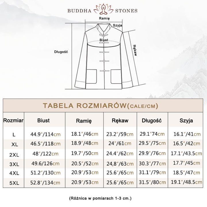 Buddha Stones 2 szt. Jesienny męski garnitur Tang z żabą i guzikami, bawełniana koszula z długim rękawem i spodniami - image 3