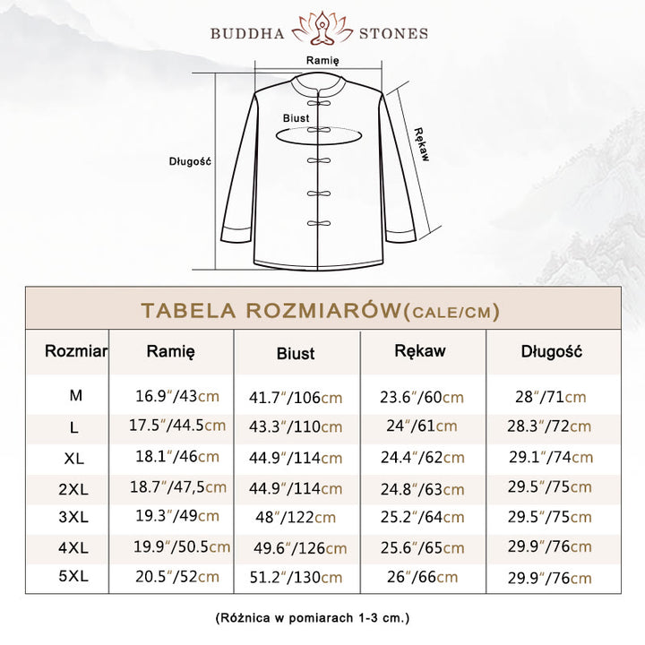 Buddha Stones -Guzik Chiński Tang Suit Długa Koszula Bawełniana Męska Kurtka Odzież - image 3