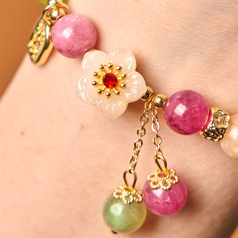 Buddha Stones Naturalny Turmalin Fu Charakter Kwiat Bransoletka Lucky Brand