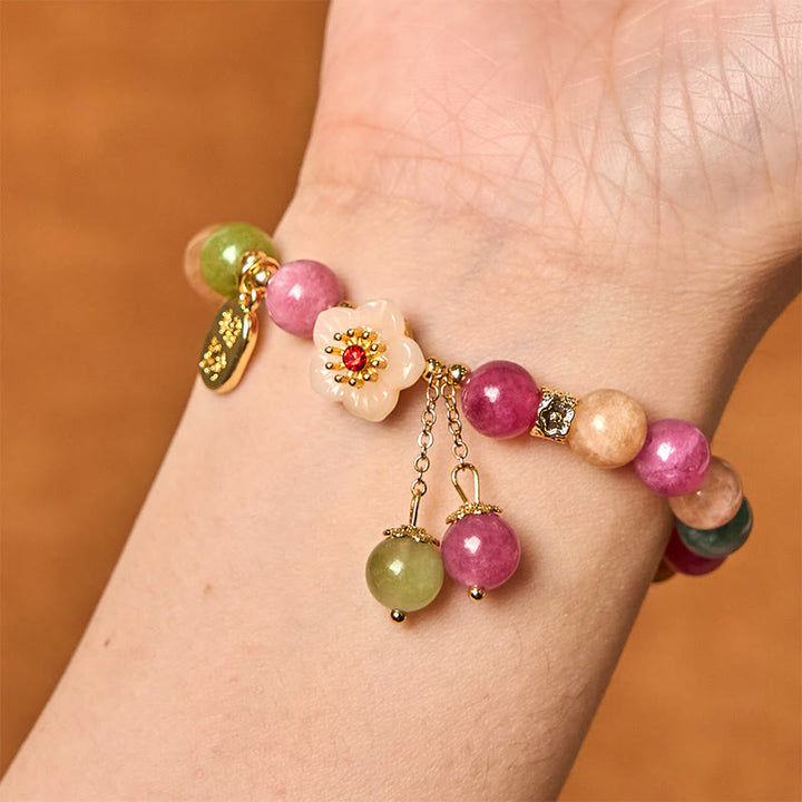 Buddha Stones Naturalny Turmalin Fu Charakter Kwiat Bransoletka Lucky Brand