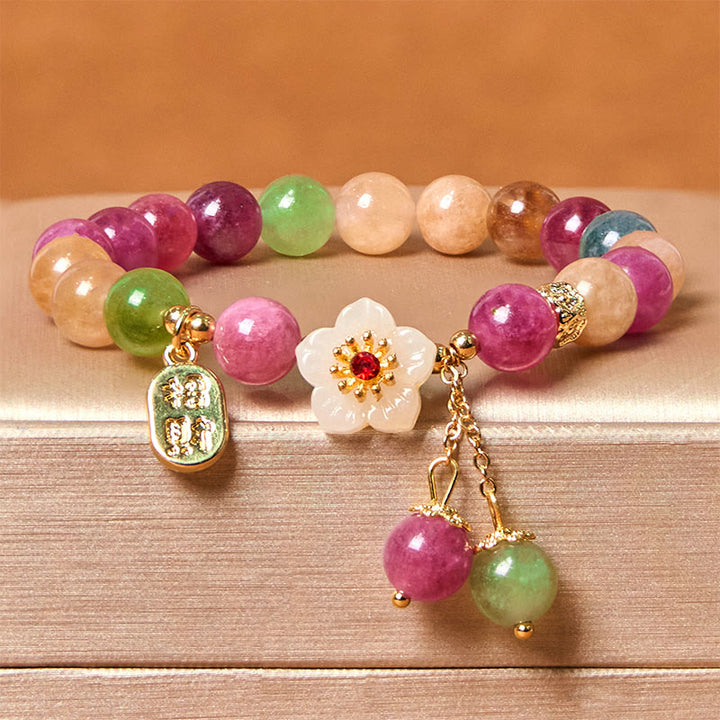 Buddha Stones Naturalny Turmalin Fu Charakter Kwiat Bransoletka Lucky Brand